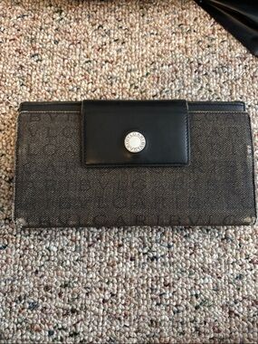 Bulgari Black Logo Continental Wallet with Silver Accent
